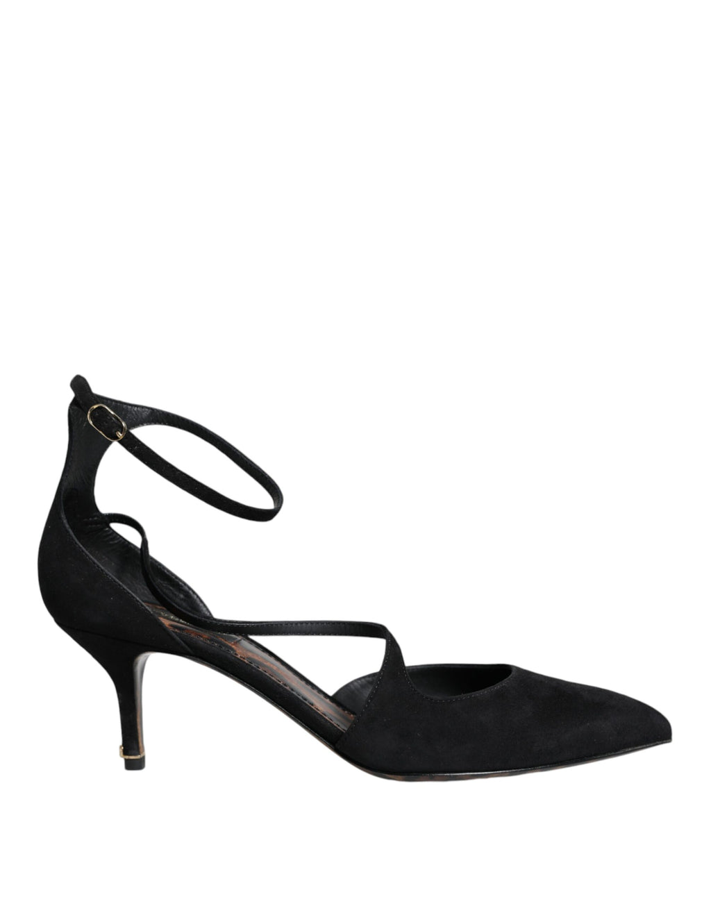 Escarpins noirs en daim Dolce & Gabbana avec bride à la cheville et talon moyen, chaussures élégantes pour femme.