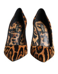 Escarpins Dolce & Gabbana en léopard marron en peau de veau, talons élégants et design sophistiqué.
