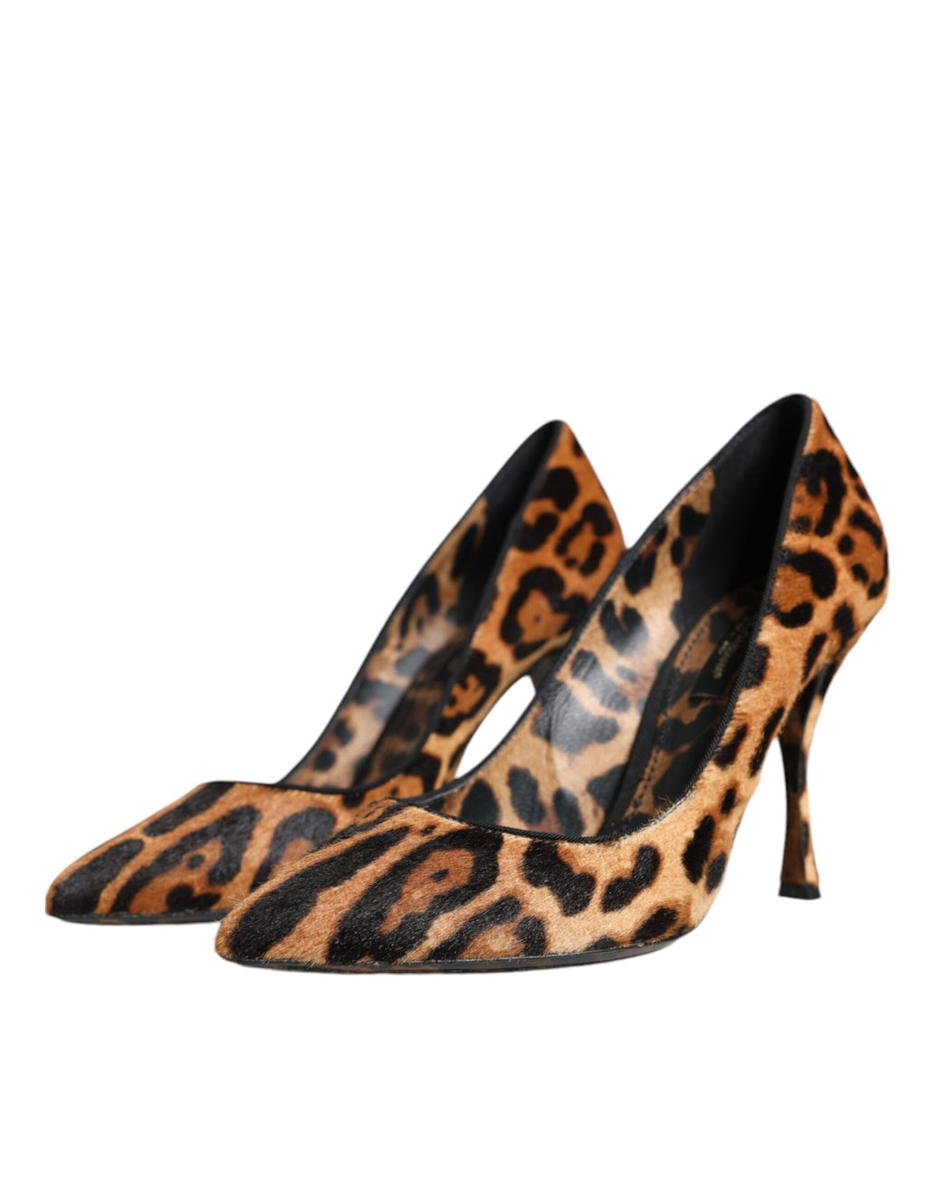 Escarpins Dolce & Gabbana en cuir de veau à imprimé léopard marron, talons élégants et design sophistiqué.