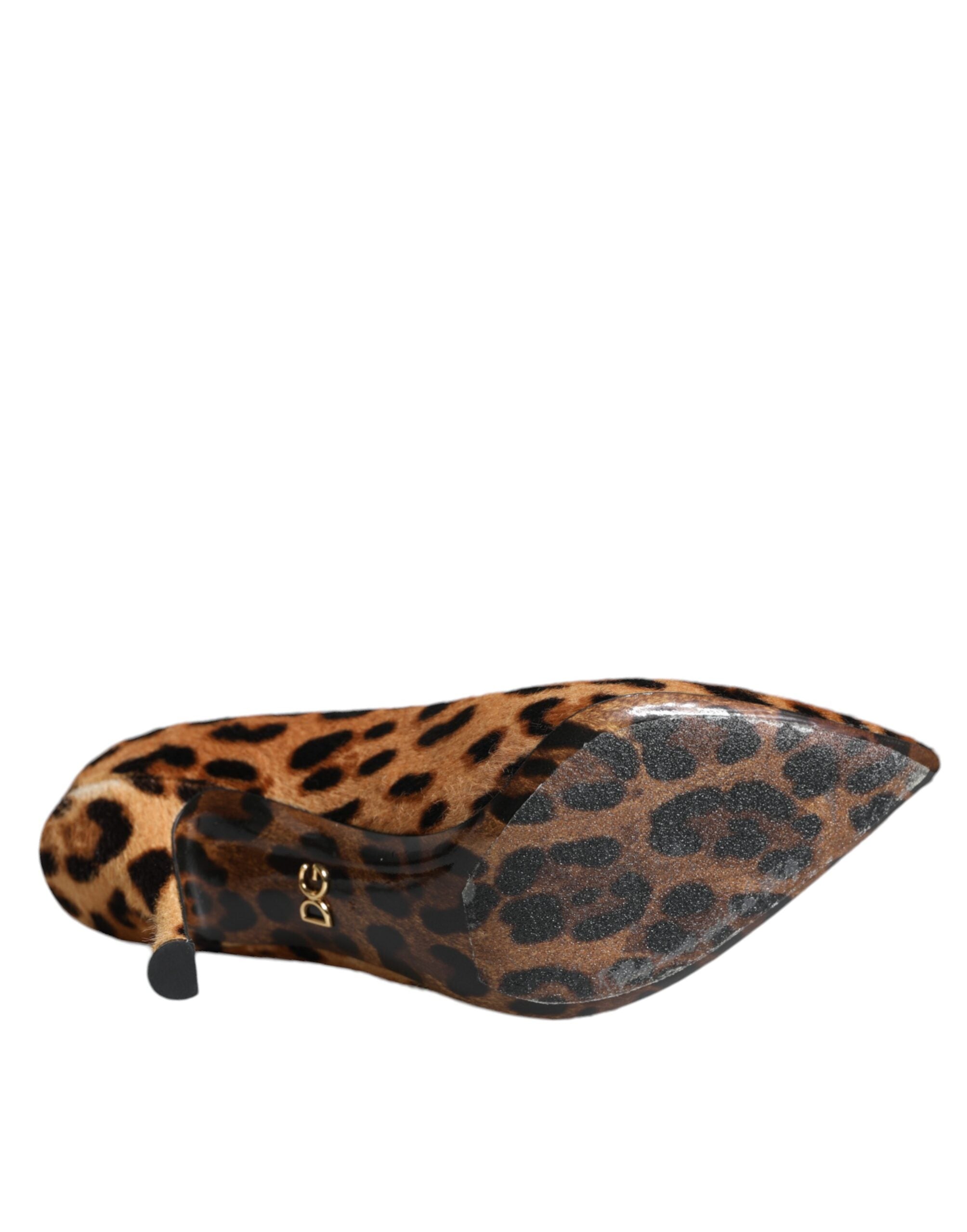 Chaussures à talons Dolce & Gabbana en peau de veau léopard marron, élégantes et sophistiquées pour femmes.
