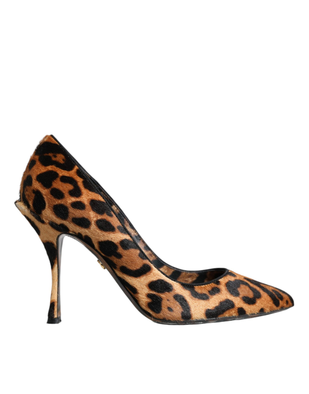 Chaussures à talons Dolce & Gabbana en cuir de veau imprimé léopard marron, style élégant et sophistiqué.