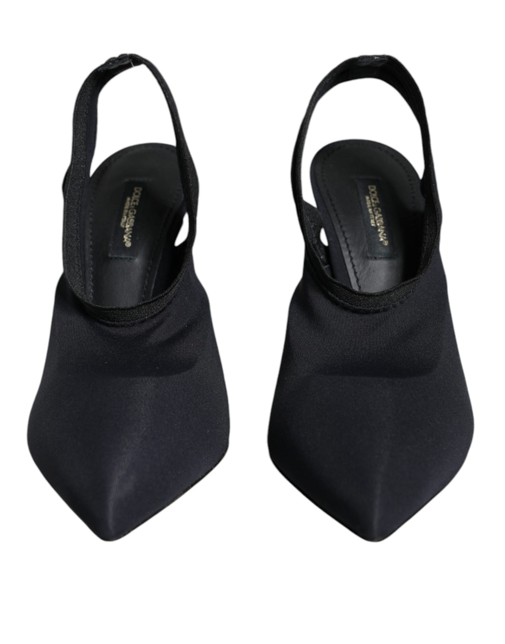 Chaussures à talons Dolce & Gabbana en jersey noir, escarpins à bride en slingback, élégantes et sophistiquées.