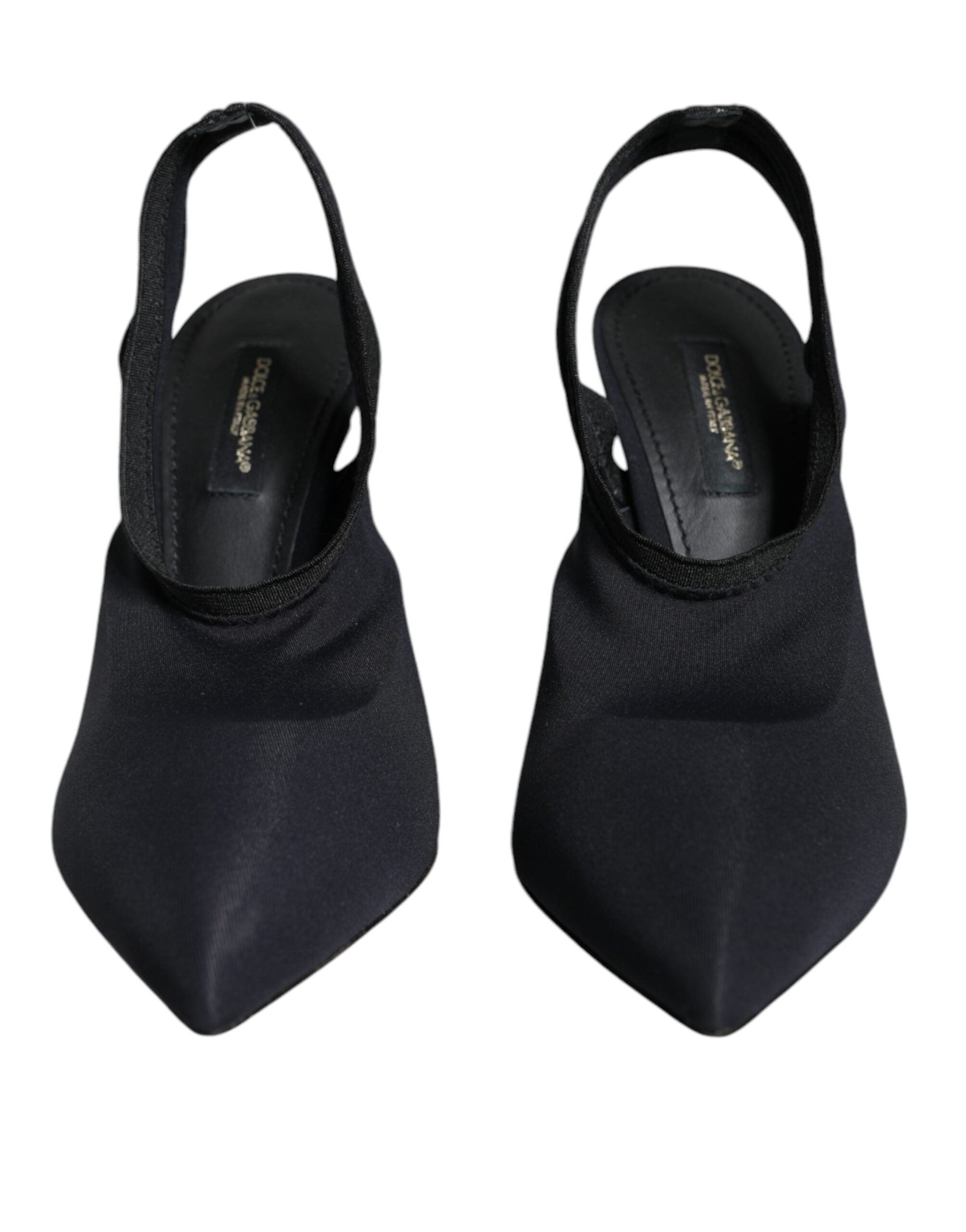 Chaussures à talons Dolce & Gabbana en jersey noir, escarpins à bride en slingback, élégantes et sophistiquées.