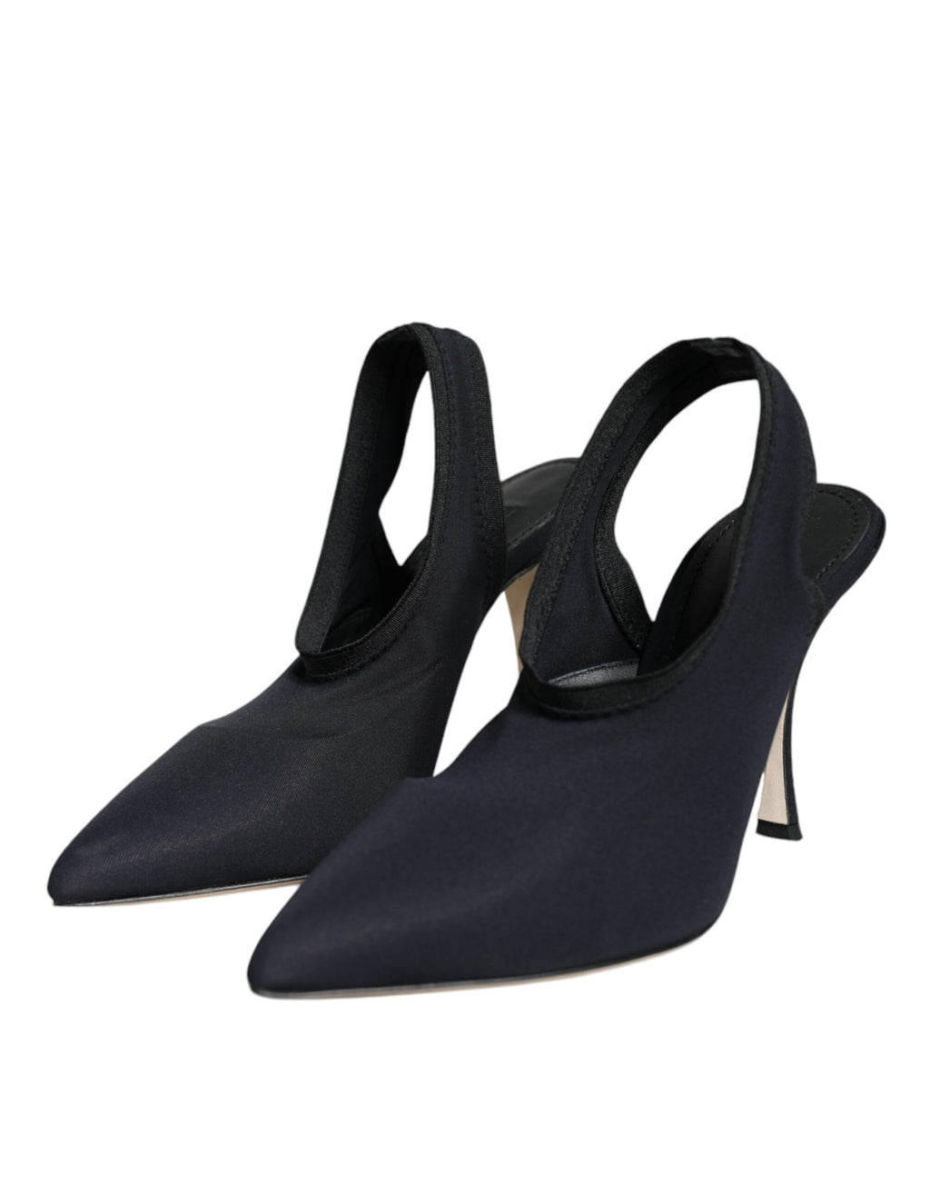 Chaussures à talons Dolce & Gabbana en jersey noir, slingback, style élégant et confortable, pour femmes.