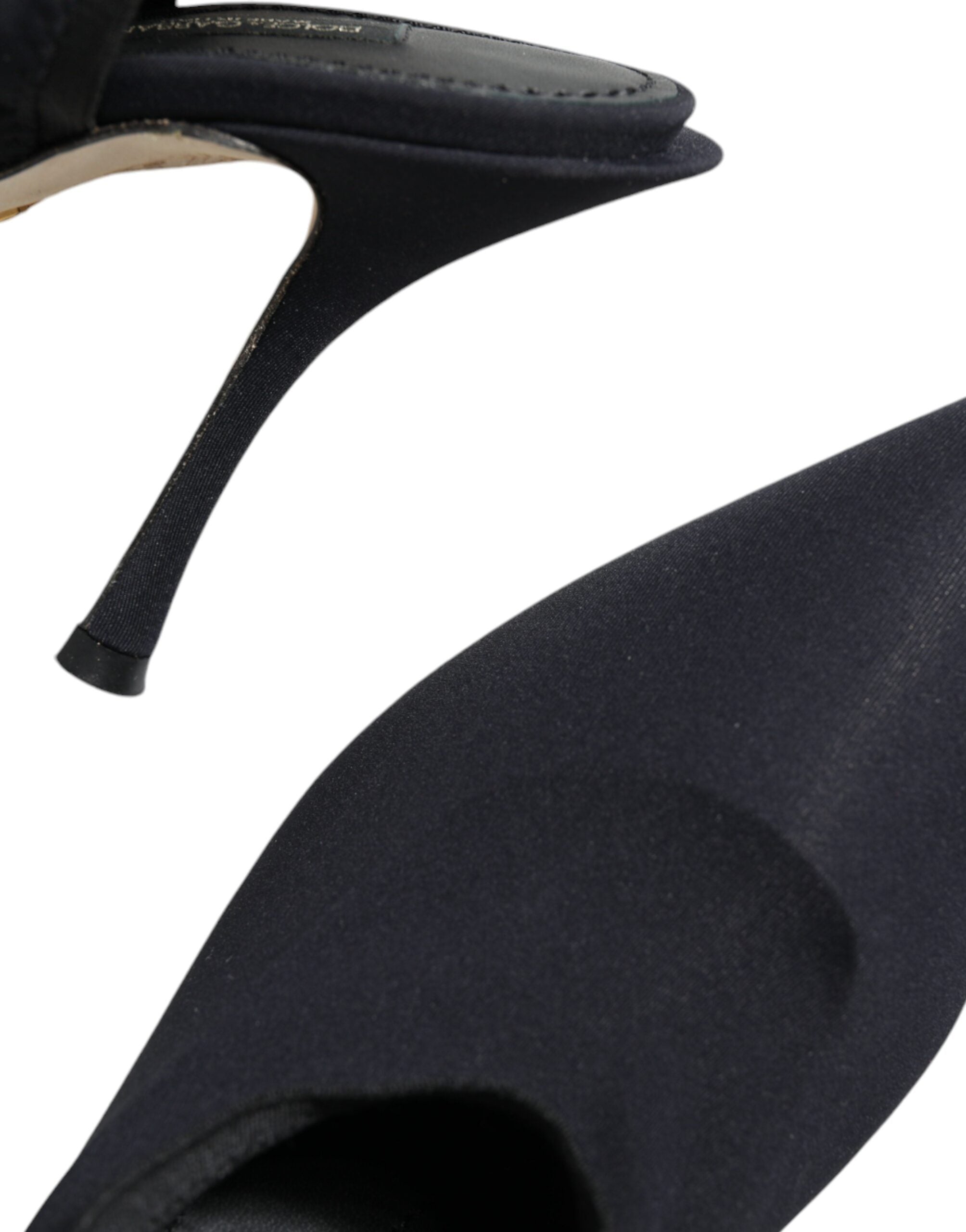 Chaussures à talons Dolce & Gabbana en jersey noir, sandales slingback élégantes et stretch, vues de face.