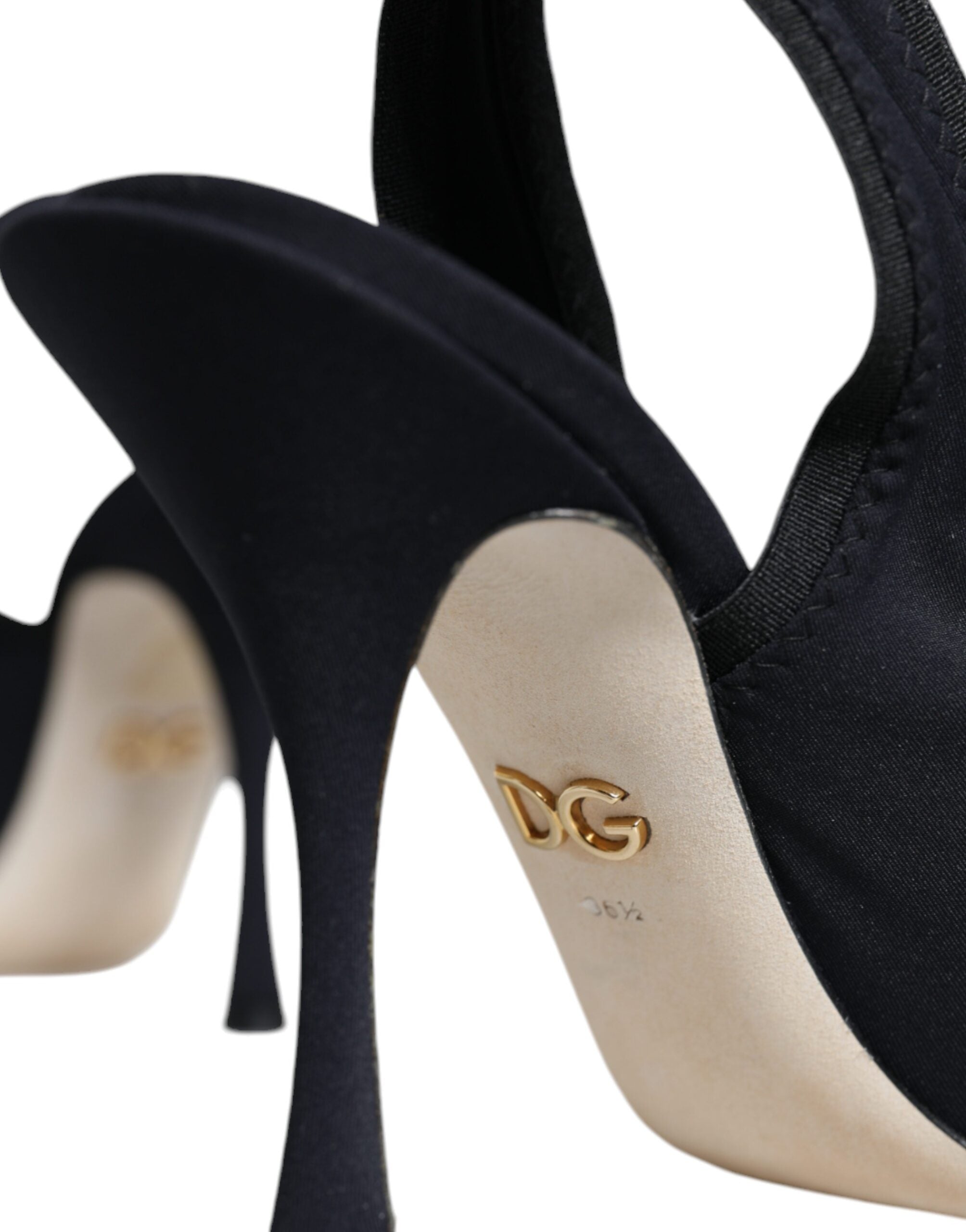 Chaussures à talons Dolce & Gabbana en jersey noir, slingbacks élégants et stretch, pour un style sophistiqué.