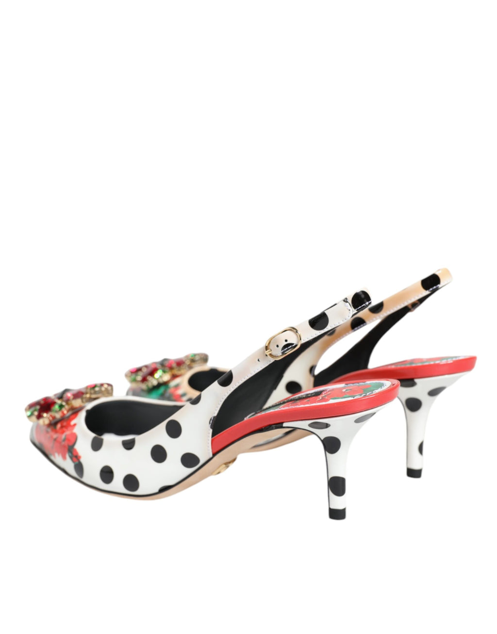 Chaussures à talons multicolores Dolce & Gabbana avec cristaux, sandales à talons slingback élégantes et raffinées.