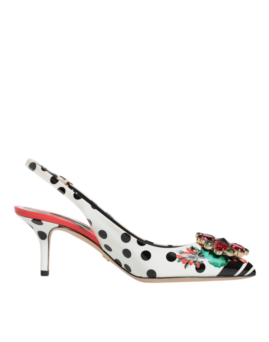 Chaussures à talons Dolce & Gabbana multicolores avec cristaux, en slingback, élégantes et sophistiquées.