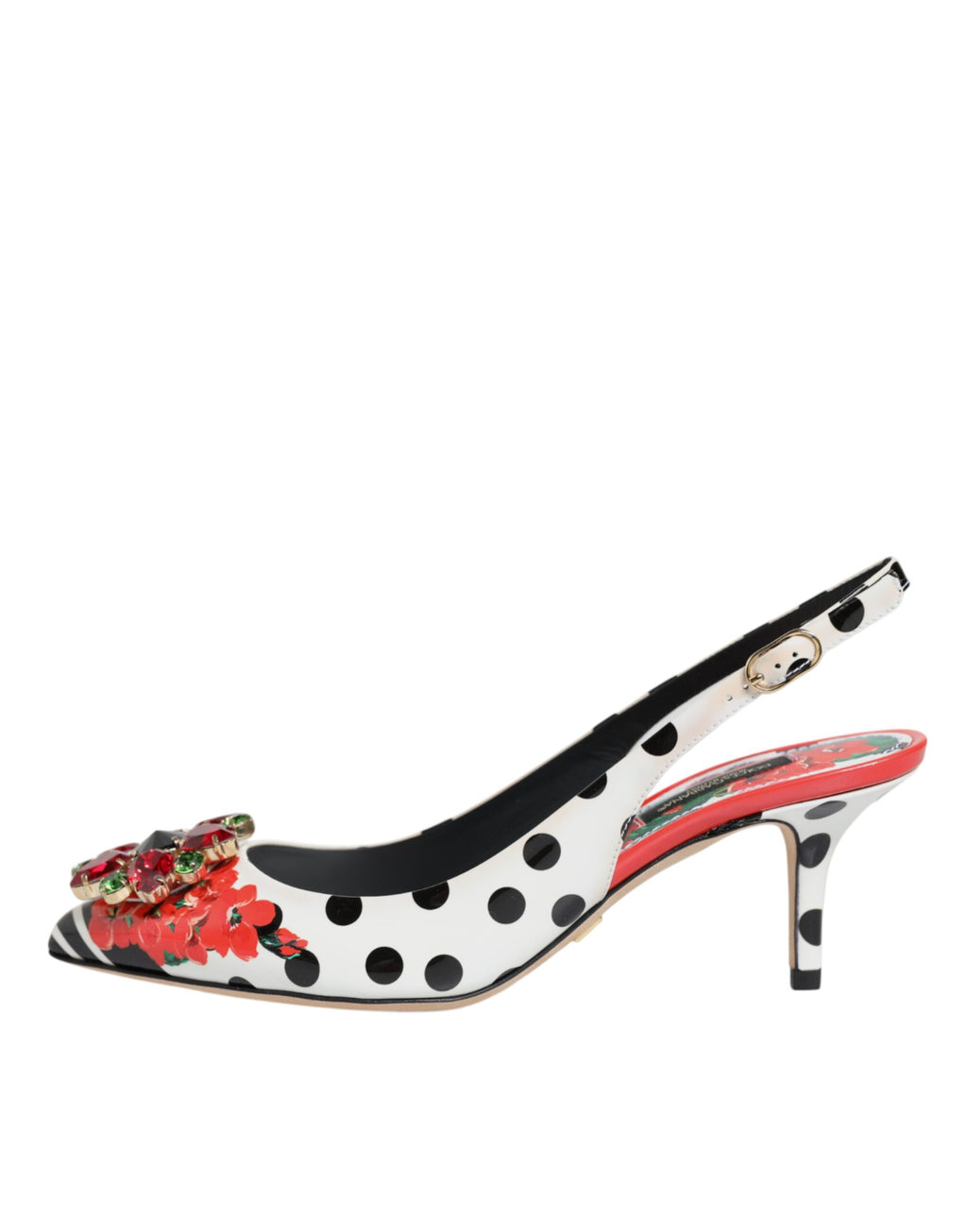 Chaussures à talons multicolores en cristaux Dolce & Gabbana, sandales slingback élégantes avec bride ajustable.