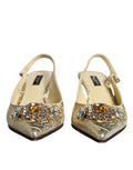 Chaussures à talons Dolce & Gabbana en or avec cristaux, sandales slingbacks élégantes et sophistiquées pour femme