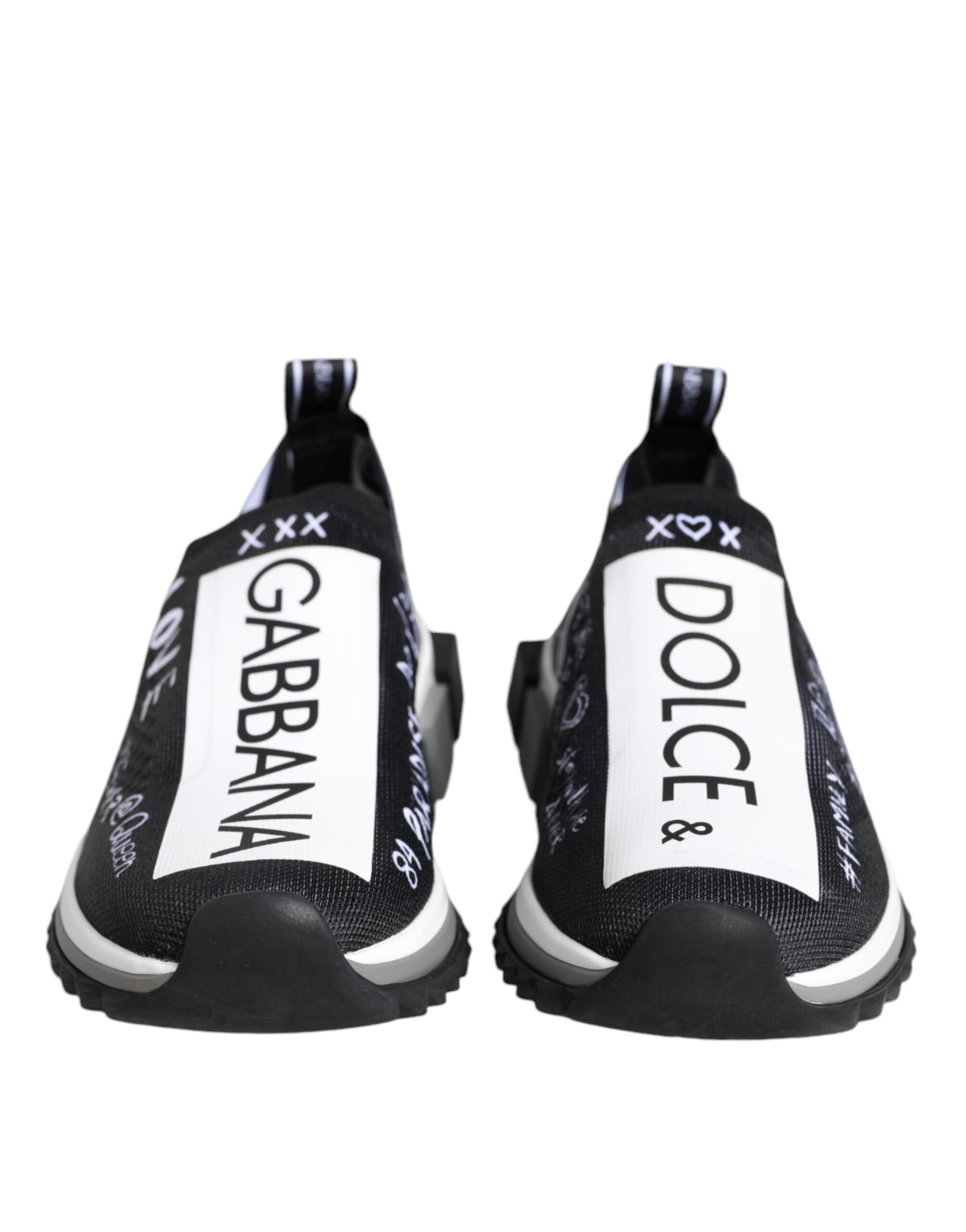 Chaussures sneakers basses Dolce & Gabbana Sorrento en noir et blanc, style décontracté avec semelle blanche et design élégant.