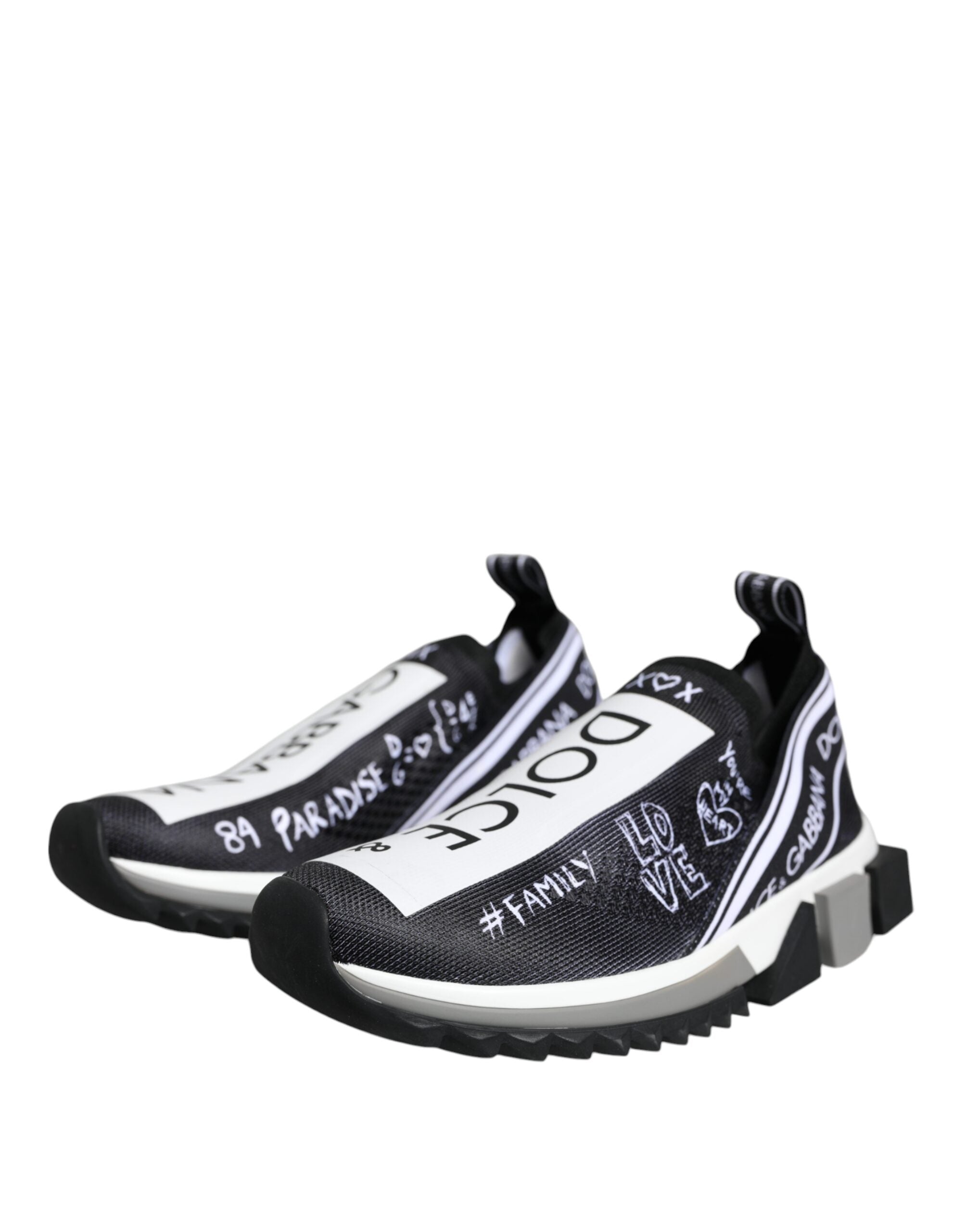 Chaussures basses Dolce & Gabbana Sorrento en noir et blanc, baskets sportives élégantes pour homme.