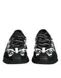 Chaussures basses noires Dolce & Gabbana NS1 avec logo en dentelle et lacets, style sneaker décontracté pour homme.