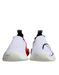 Chaussures sneakers basses blanches et rouges Dolce & Gabbana Sorrento pour homme, vue de face.