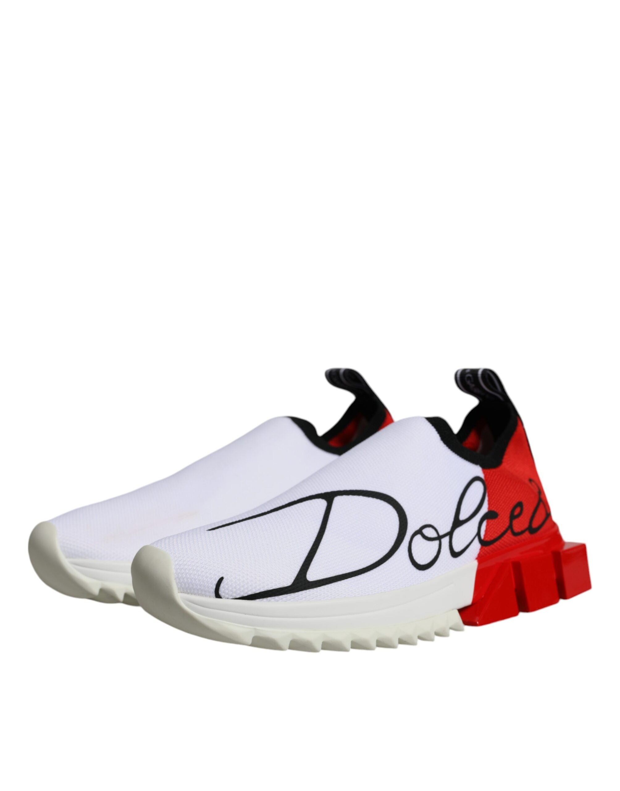 Chaussures sneakers basses blanches et rouges Dolce & Gabbana Sorrento pour hommes, vue de face