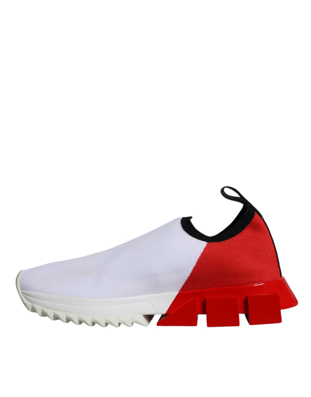 Chaussures sneakers basses Dolce & Gabbana Sorrento pour hommes, blanches avec détails rouges, vue de face