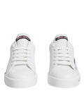 Chaussures sneakers basses portofino blanches et roses Dolce & Gabbana, style décontracté et élégant, vue de face