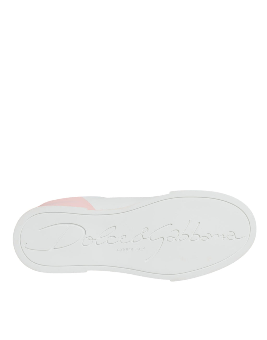 Chaussures sneakers basses Dolce & Gabbana Portofino blanches et roses, semelle en caoutchouc, design élégant et confortable.