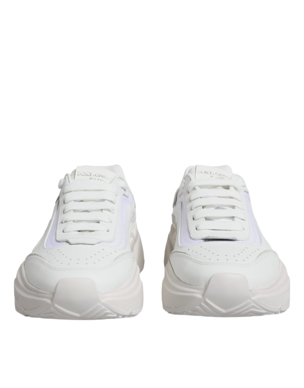 Chaussures basses Dolce & Gabbana Daymaster blanches pour femmes, baskets en cuir avec logo et semelle blanche.