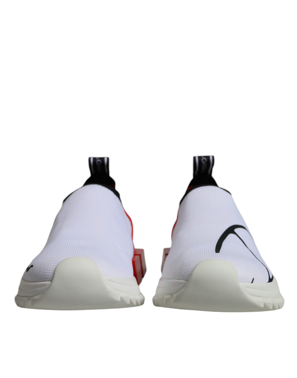 Chaussures sneakers basses blanches et rouges Dolce & Gabbana Sorrento pour hommes, vue de face.