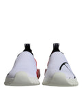 Chaussures sneakers basses blanches et rouges Dolce & Gabbana Sorrento pour hommes, vue de face.