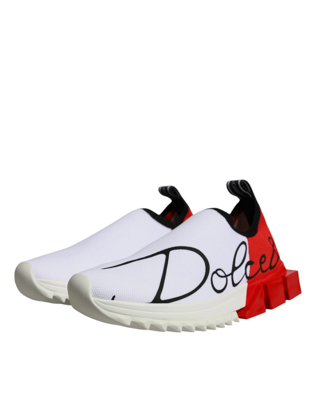 Chaussures sneakers basses blanches et rouges Dolce & Gabbana Sorrento pour hommes, vue de face