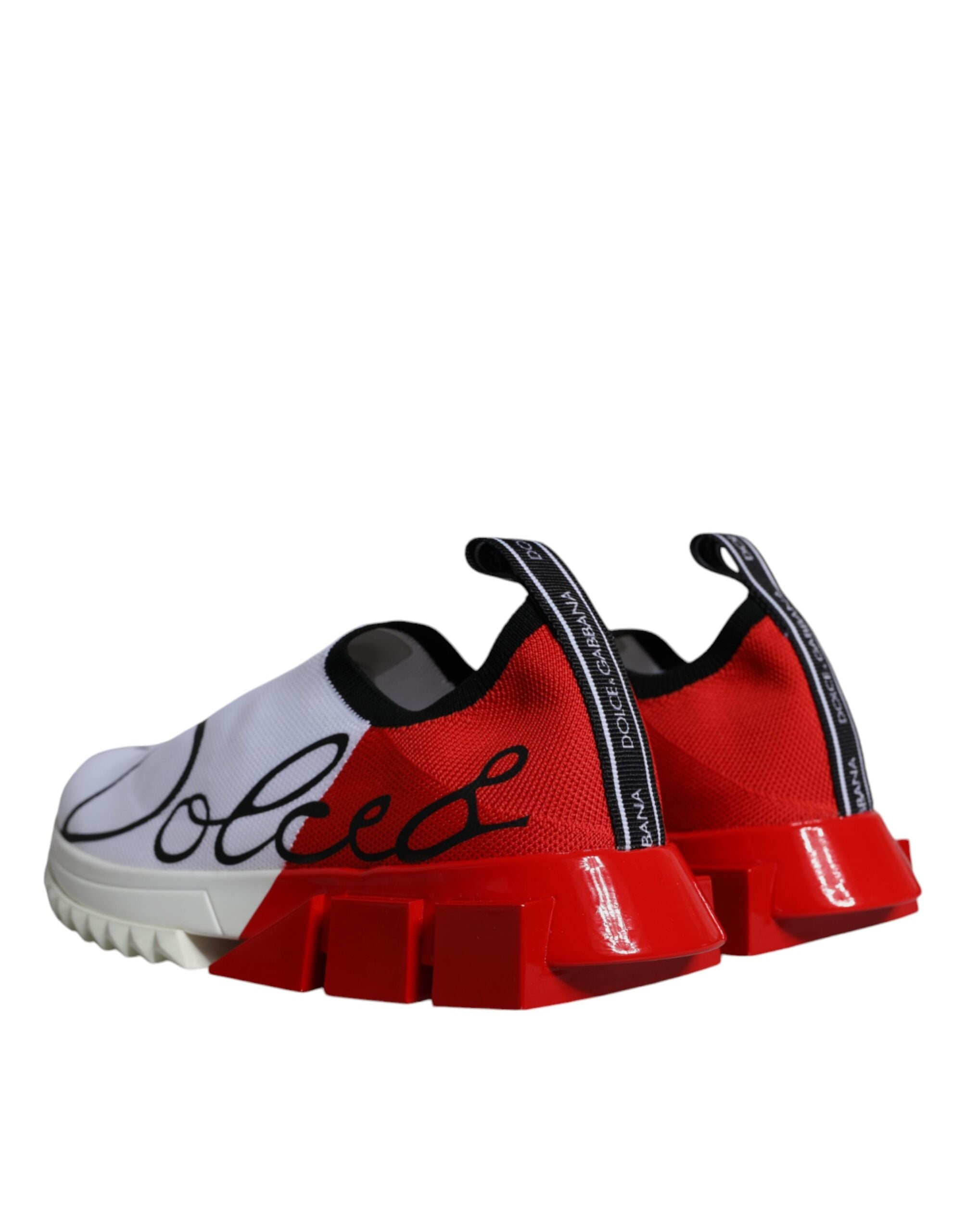 Chaussures sneakers basses blanches et rouges Dolce & Gabbana Sorrento pour homme, vue de face