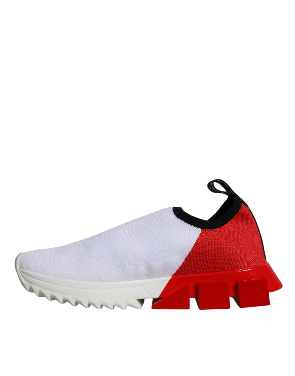 Chaussures sneakers basses blanches et rouges Dolce & Gabbana Sorrento pour hommes, vue de face.