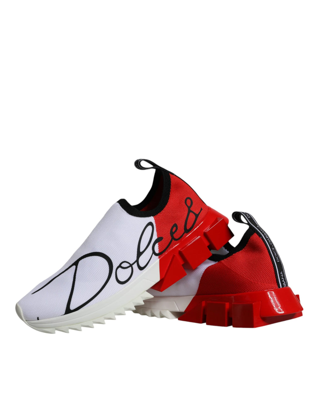Chaussures Dolce & Gabbana Sorrento blanches et rouges, baskets basses pour hommes, vue de face.