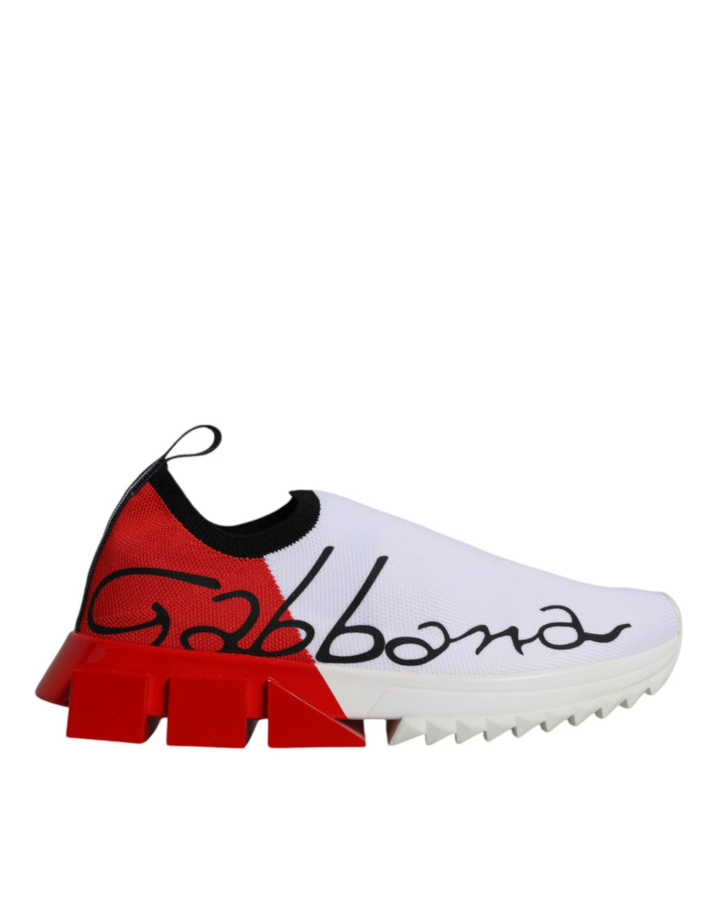 Chaussures sneakers basses blanches et rouges Dolce & Gabbana Sorrento pour hommes, vue de face.