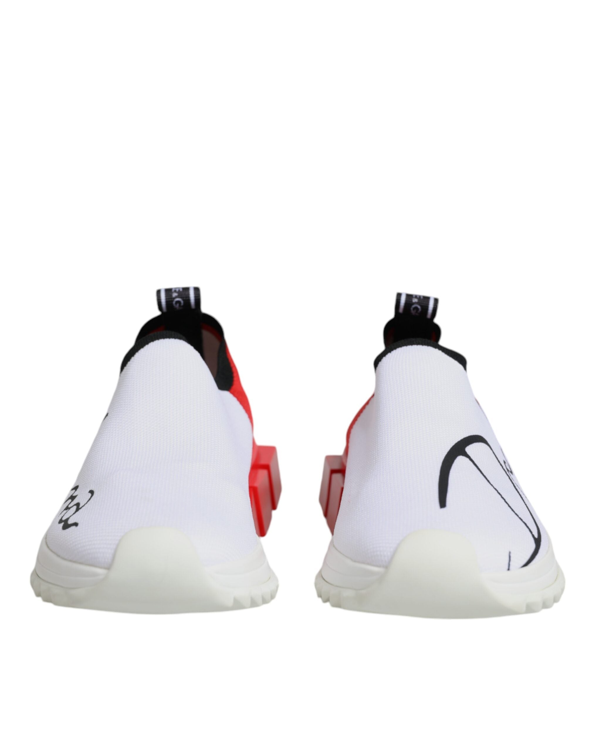 Chaussures sneakers basses Dolce & Gabbana Sorrento pour hommes en blanc et rouge, vue de face.