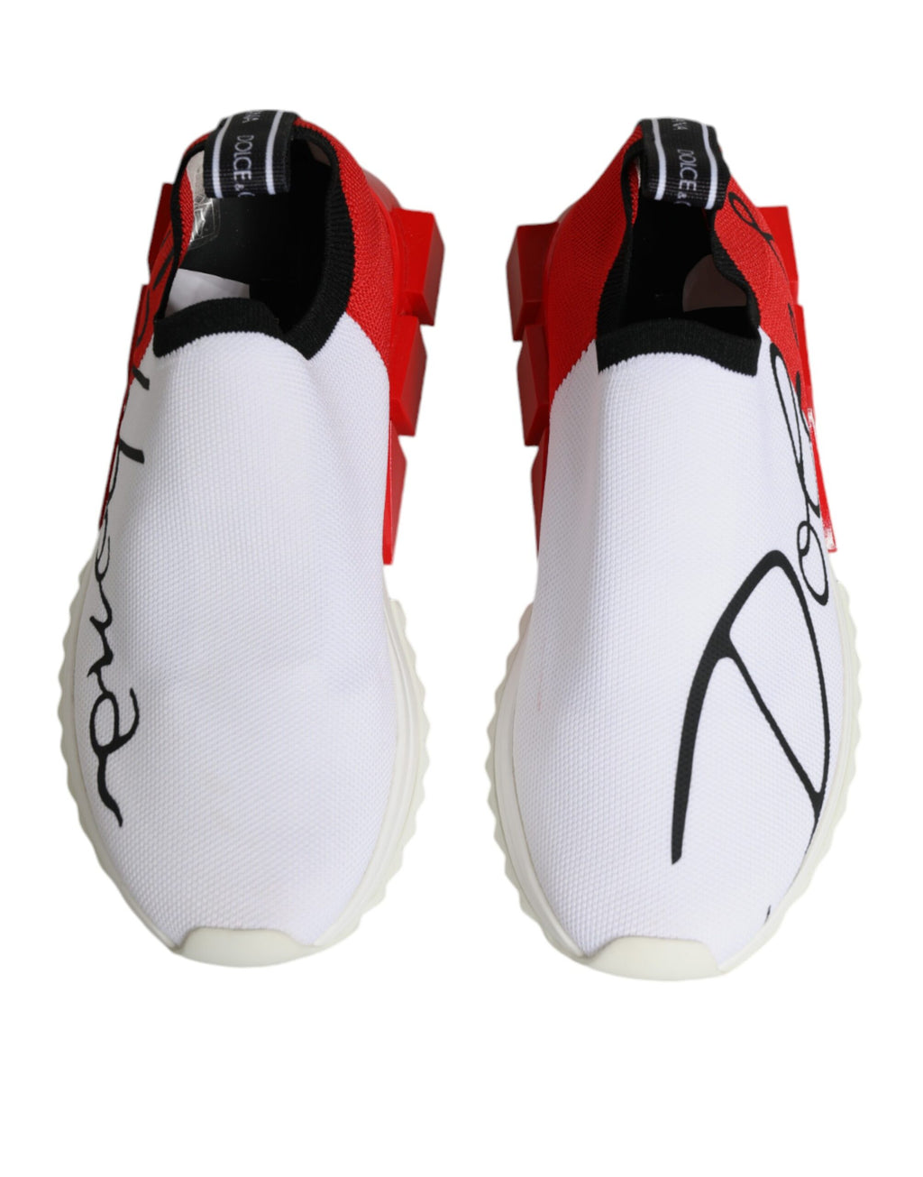 Chaussures de sport basses blanches et rouges Dolce & Gabbana Sorrento pour hommes, vue de côté.