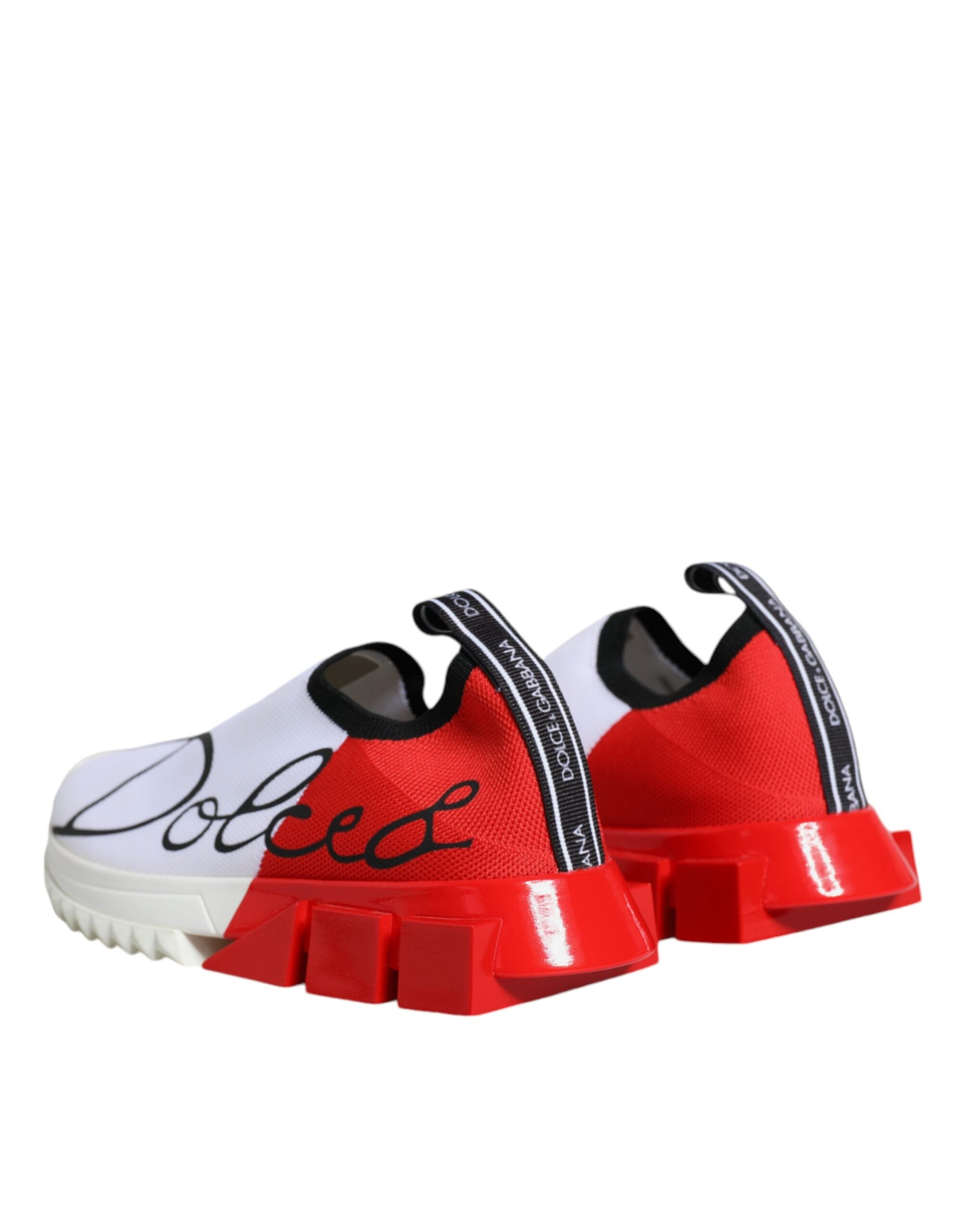 Chaussures sneakers basses Dolce & Gabbana Sorrento pour hommes, blanc avec détails rouges, vue de face