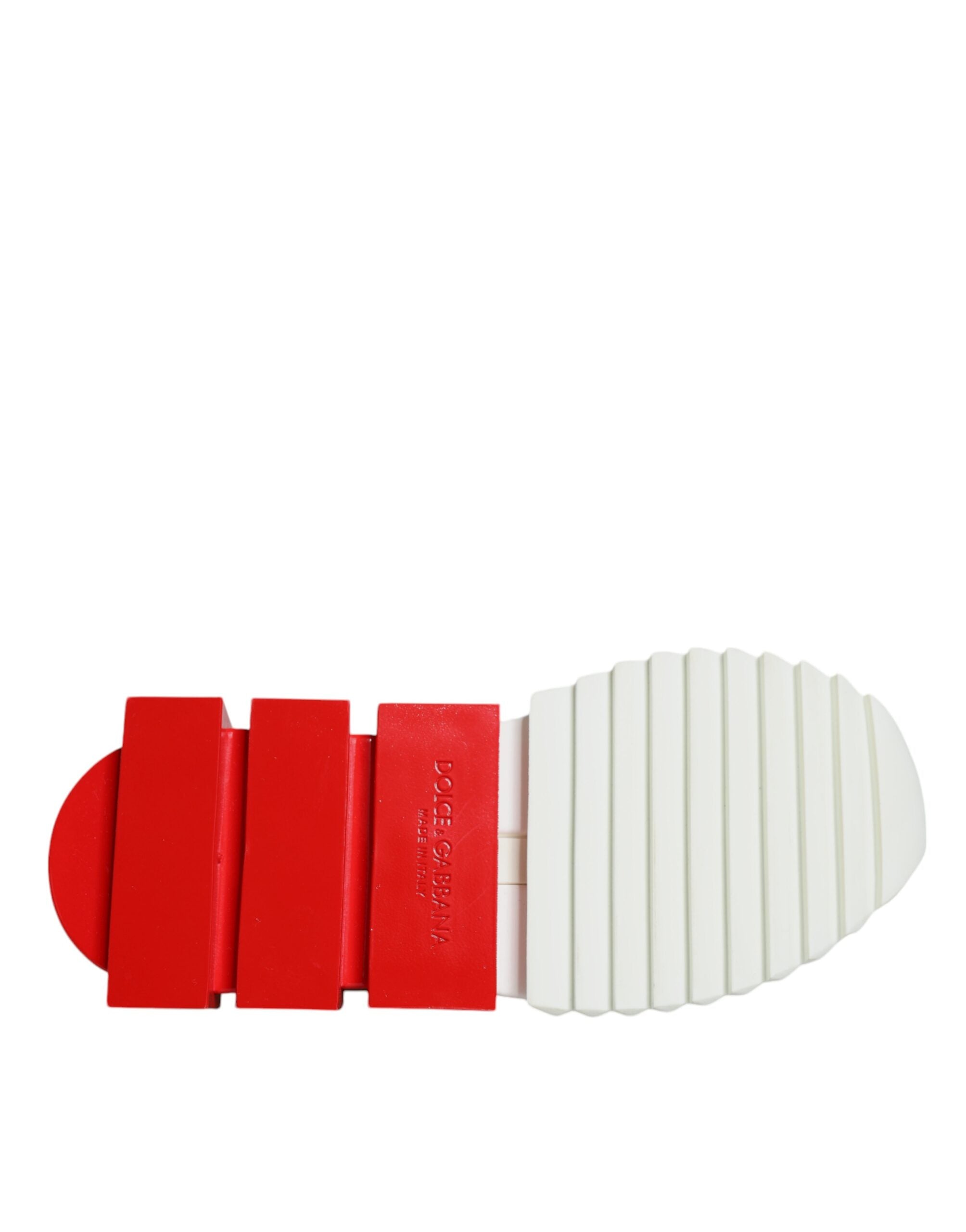 Chaussures sneakers basses blanches et rouges Dolce & Gabbana Sorrento pour hommes, vue de côté