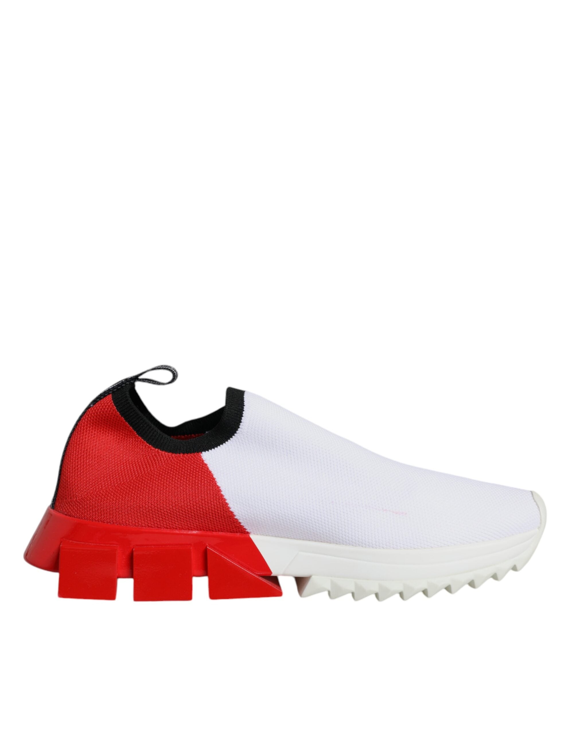 Chaussures sneakers basses blanches et rouges Dolce & Gabbana Sorrento pour hommes, vue de face.