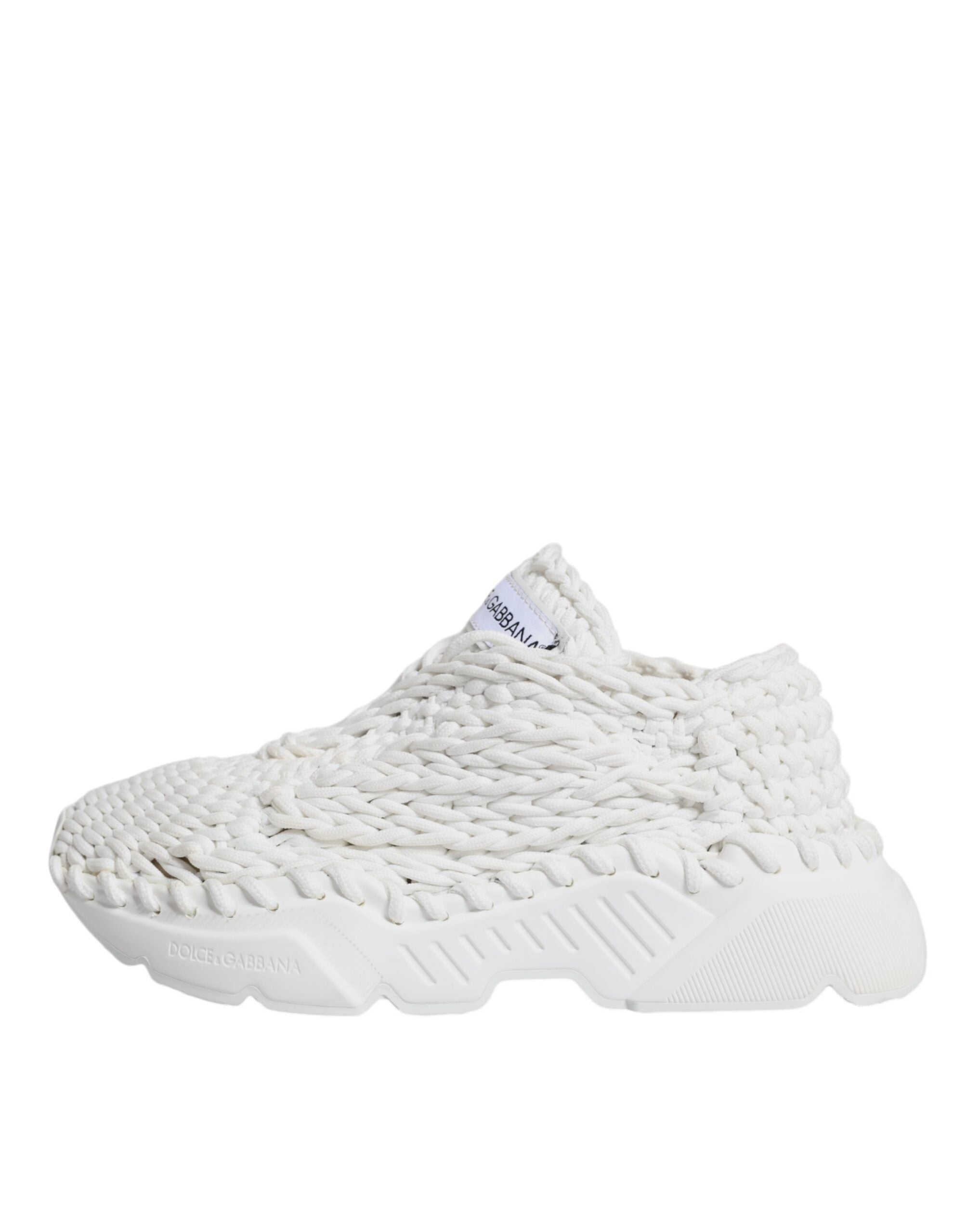 Chaussures sneakers Dolce & Gabbana Daymaster blanches en maille, vues de face avec détails de la tige en tricot.