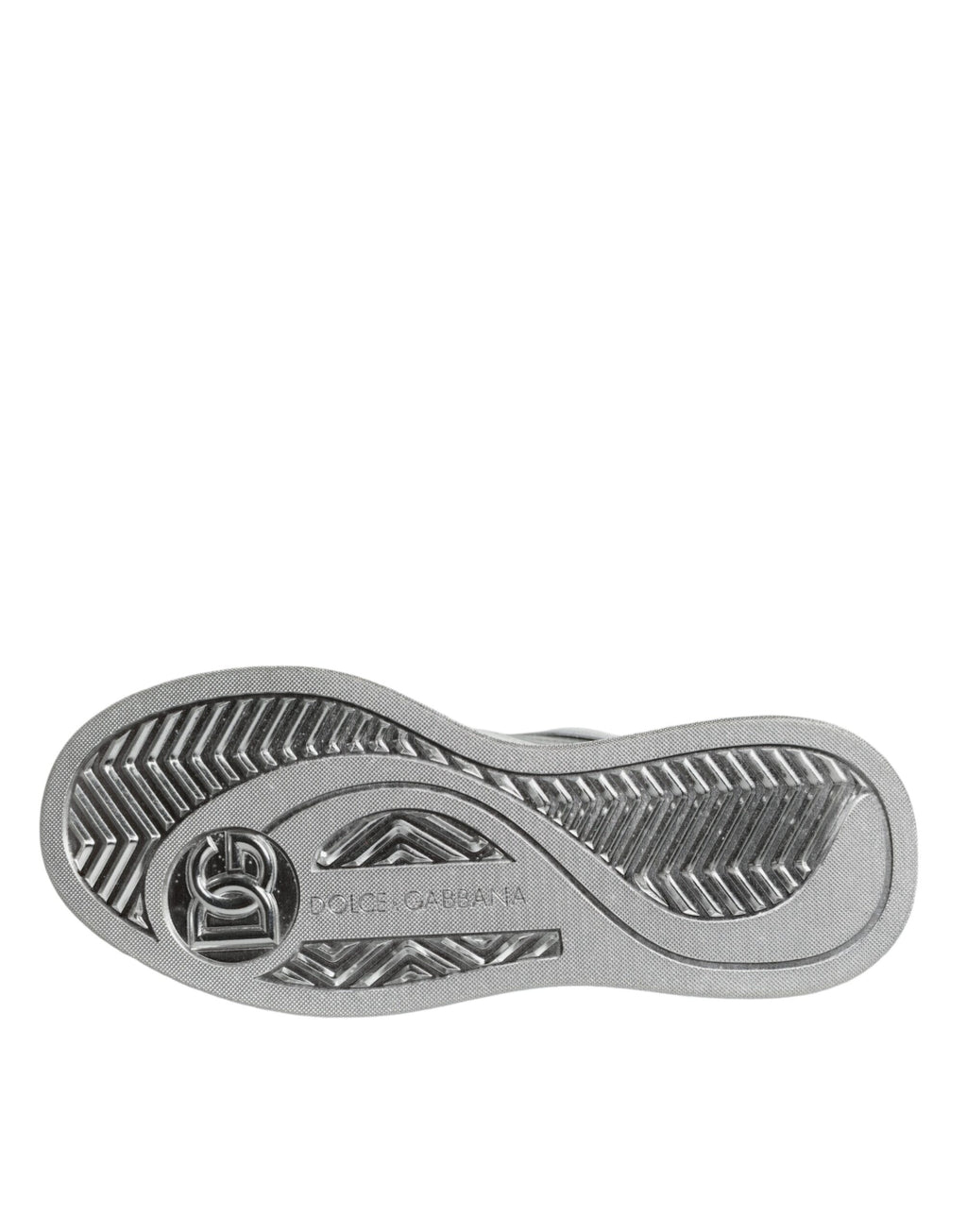 Chaussures sneakers basses en cuir blanc et argent Dolce & Gabbana, chaussures de sport élégantes pour homme.