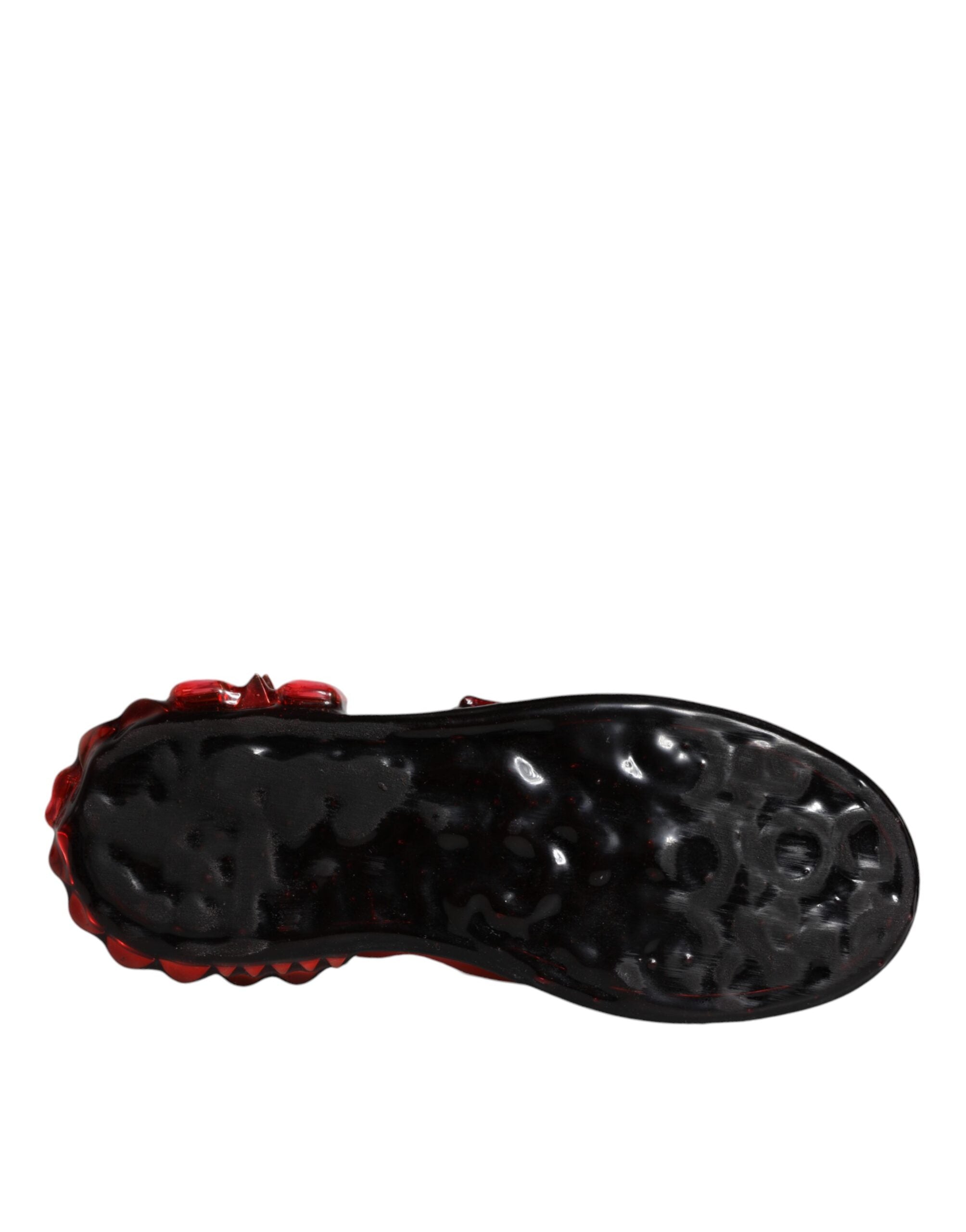 Chaussures portofino en cuir blanc et rouge avec cristaux, sneakers Dolce & Gabbana pour homme ou femme