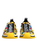 Chaussures sneakers basses jaunes Dolce & Gabbana Sorrento avec cristaux, vue de face sur fond blanc.