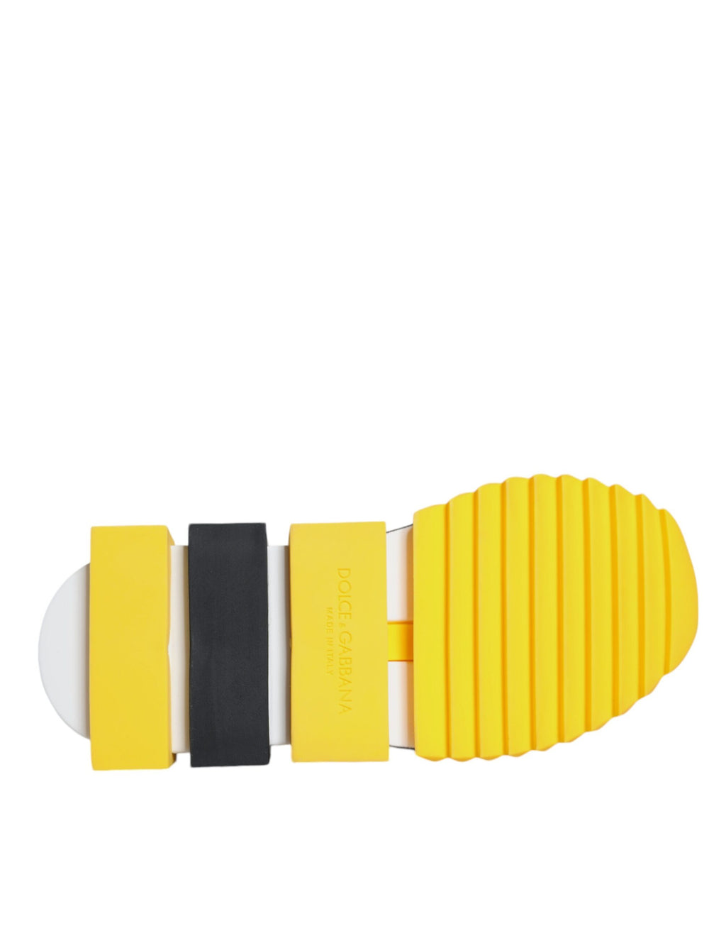 Chaussures sneakers basses Dolce & Gabbana Sorrento jaunes avec cristaux, vue de face, en gros plan.