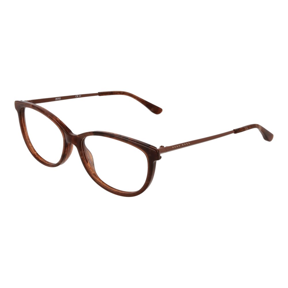 Lunettes en acétate marron de la marque Hugo Boss, monture élégante pour un style sophistiqué.