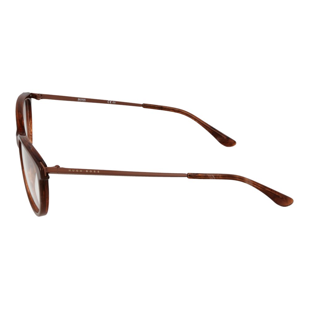 Lunettes en acétate marron de la marque Hugo Boss, monture élégante pour homme ou femme.