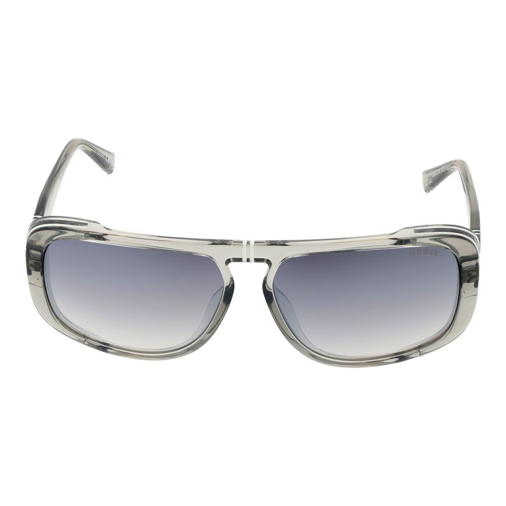 Lunettes de soleil en plastique gris de marque Guess, avec monture élégante et design moderne.