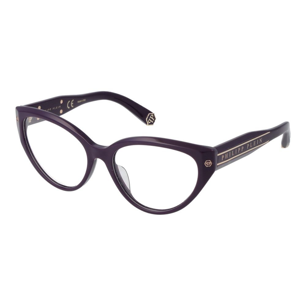 Lunettes de vue en acétate violet de Philipp Plein avec monture en verre, style moderne et élégant.