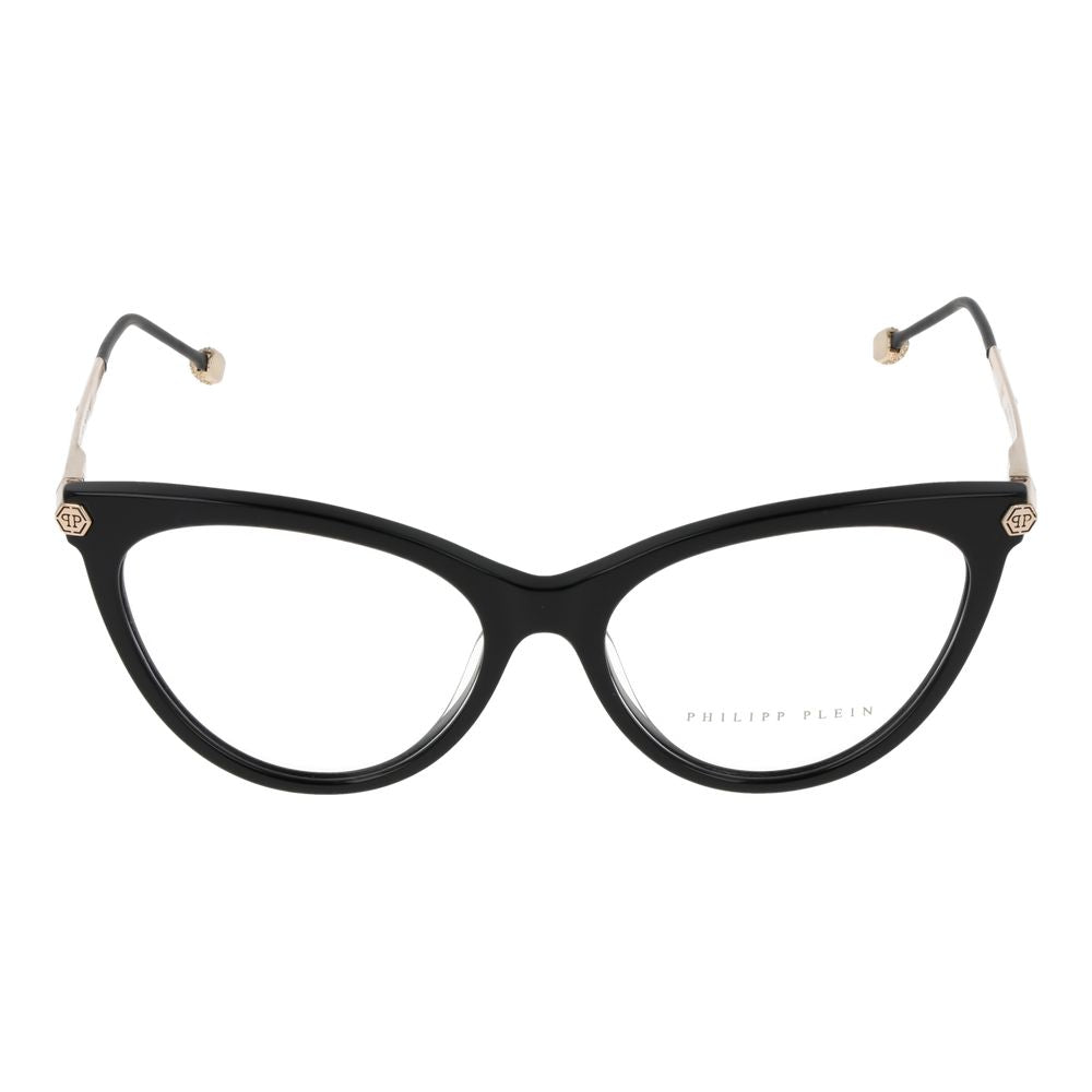 Lunettes noires Philipp Plein en acétate de cellulose avec monture élégante et moderne, visibles en gros plan.