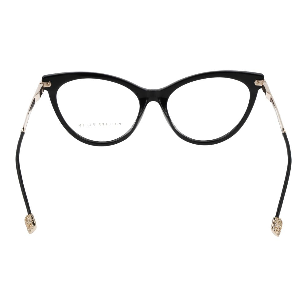 Lunettes Philipp Plein en acétate de cellulose noir avec monture élégante et moderne, vue de face.