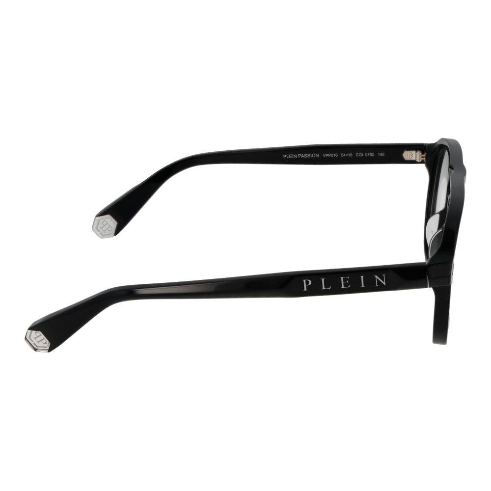 Lunettes Philipp Plein en acétate de cellulose noir avec monture élégante et moderne, vues de face.