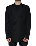 Dolce & Gabbana Dark Blue Linen Double Breasted Dress Blazer