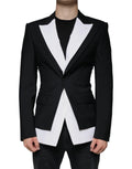 Dolce & Gabbana Dark Gray White Single Breasted Dress Blazer