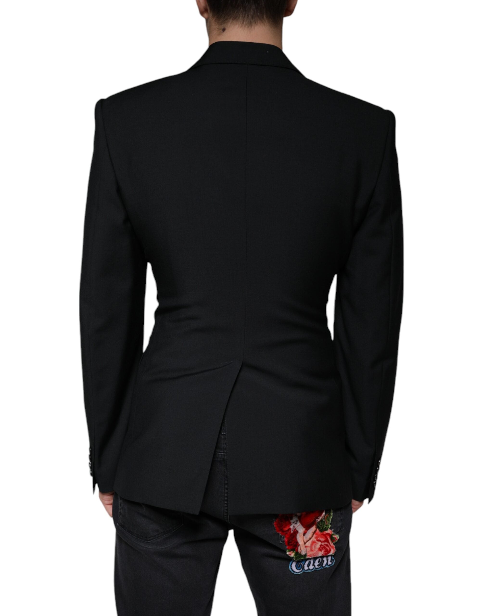 Veste blazer noire et blanche à un seul bouton Dolce & Gabbana pour femme, coupe élégante et tissu sophistiqué.